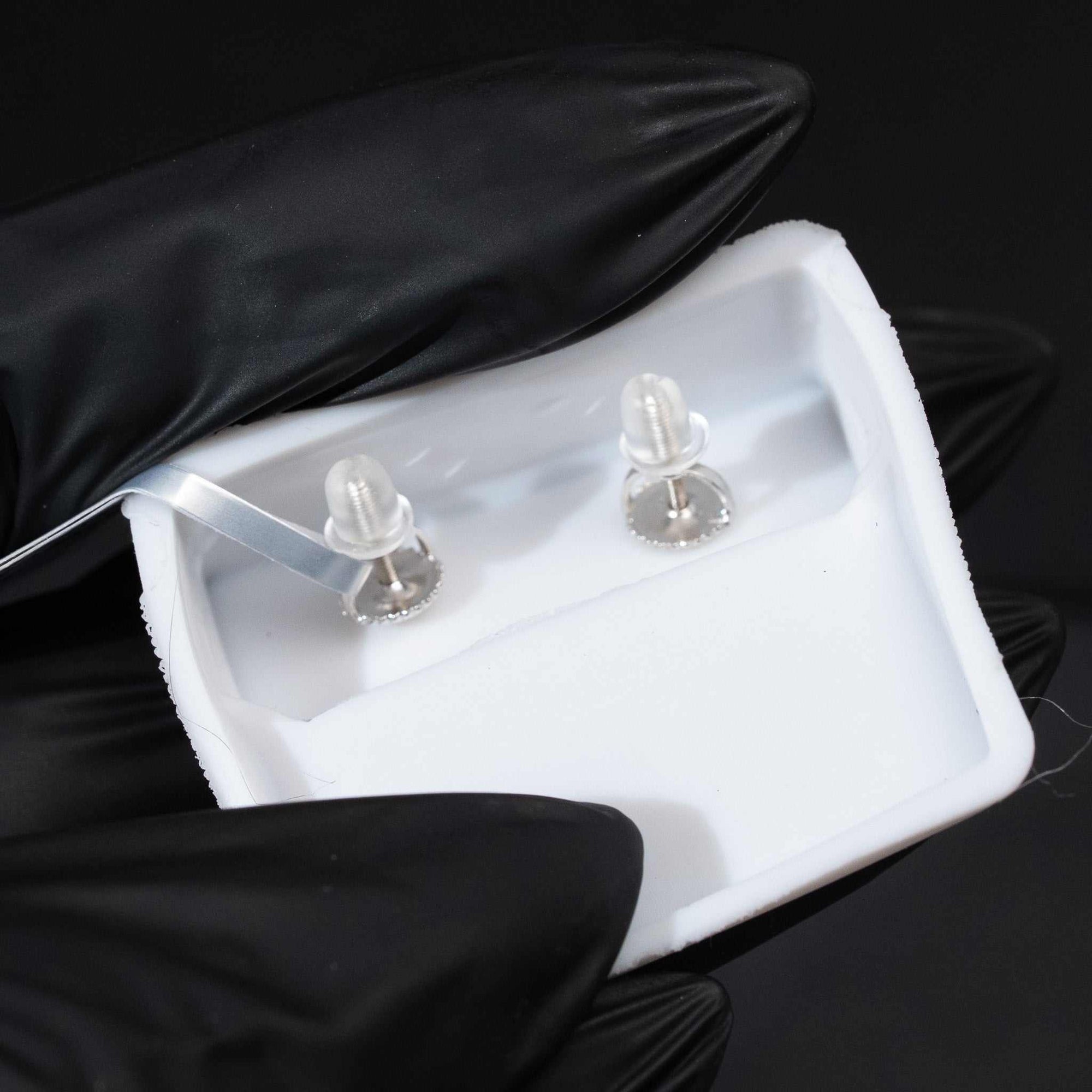 Moissanite Round Stud Earrings 925 Sterling Silver Screw Back