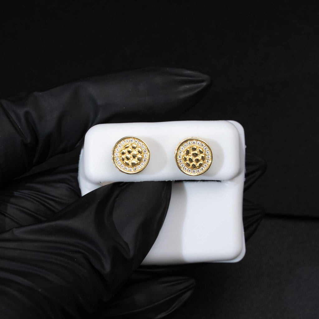 Moissanite Round Nugget Stud Earrings 925 Sterling Silver Screw Back