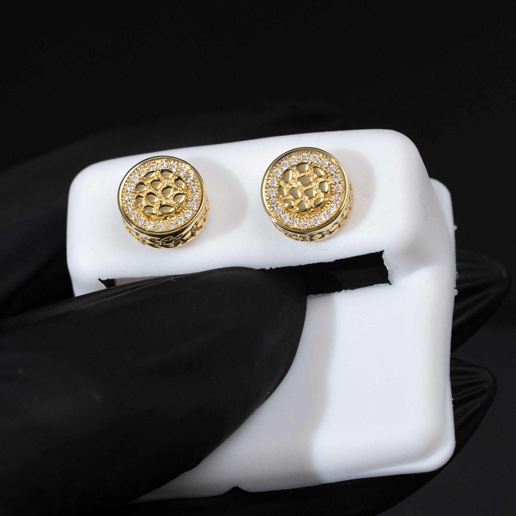 Moissanite Round Nugget Stud Earrings 925 Sterling Silver Screw Back