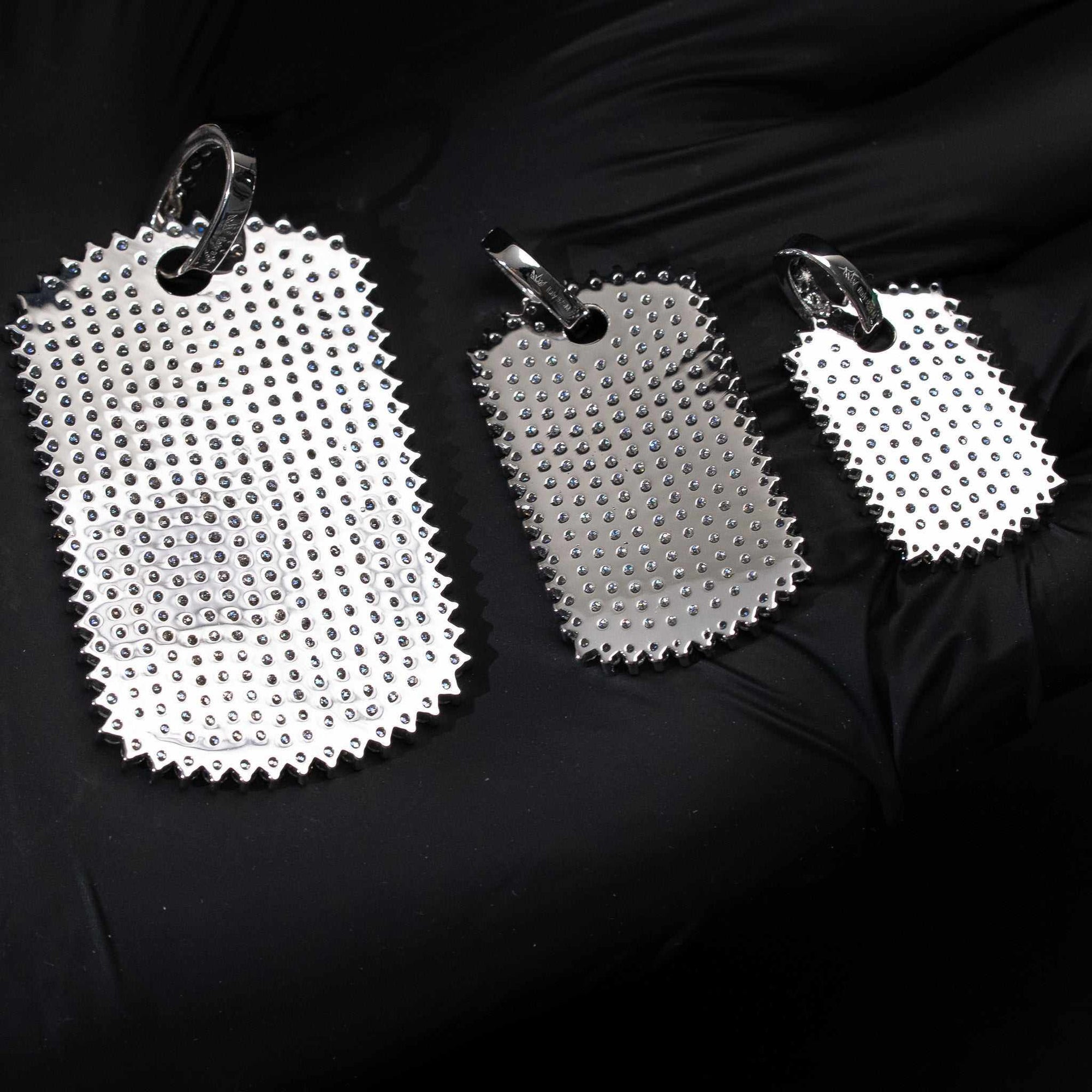 Real Solid 925 Sterling Silver Moissanite Dog Tag Iced Hip Hop Pendant Necklace