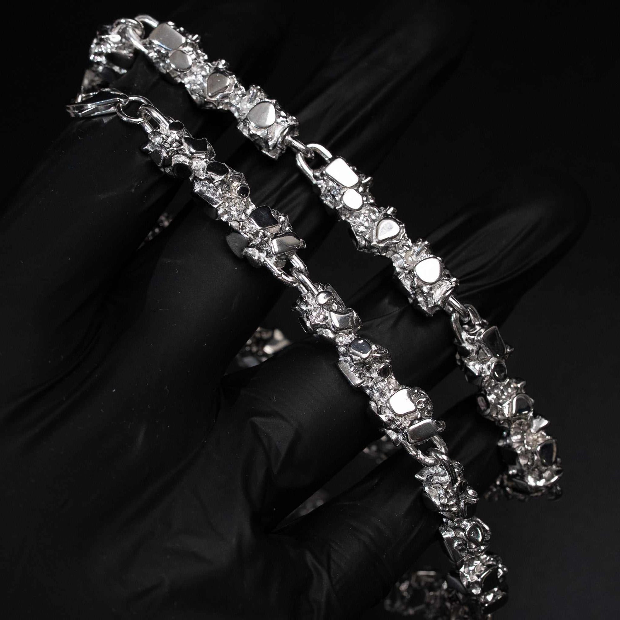 Nugget Chain 8.5mm Necklace Solid 925 Sterling Silver 20" 22" 24"