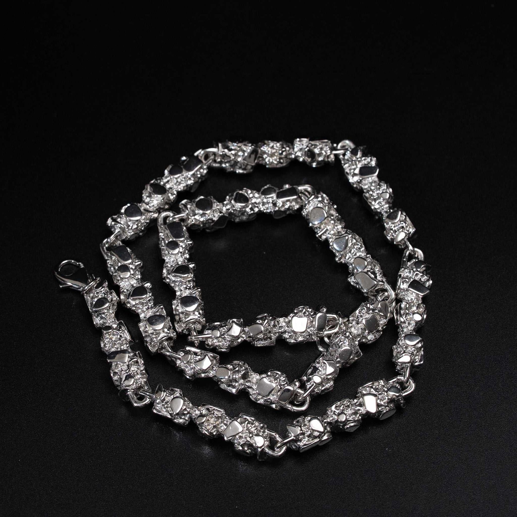 Nugget Chain 8.5mm Necklace Solid 925 Sterling Silver 20" 22" 24"