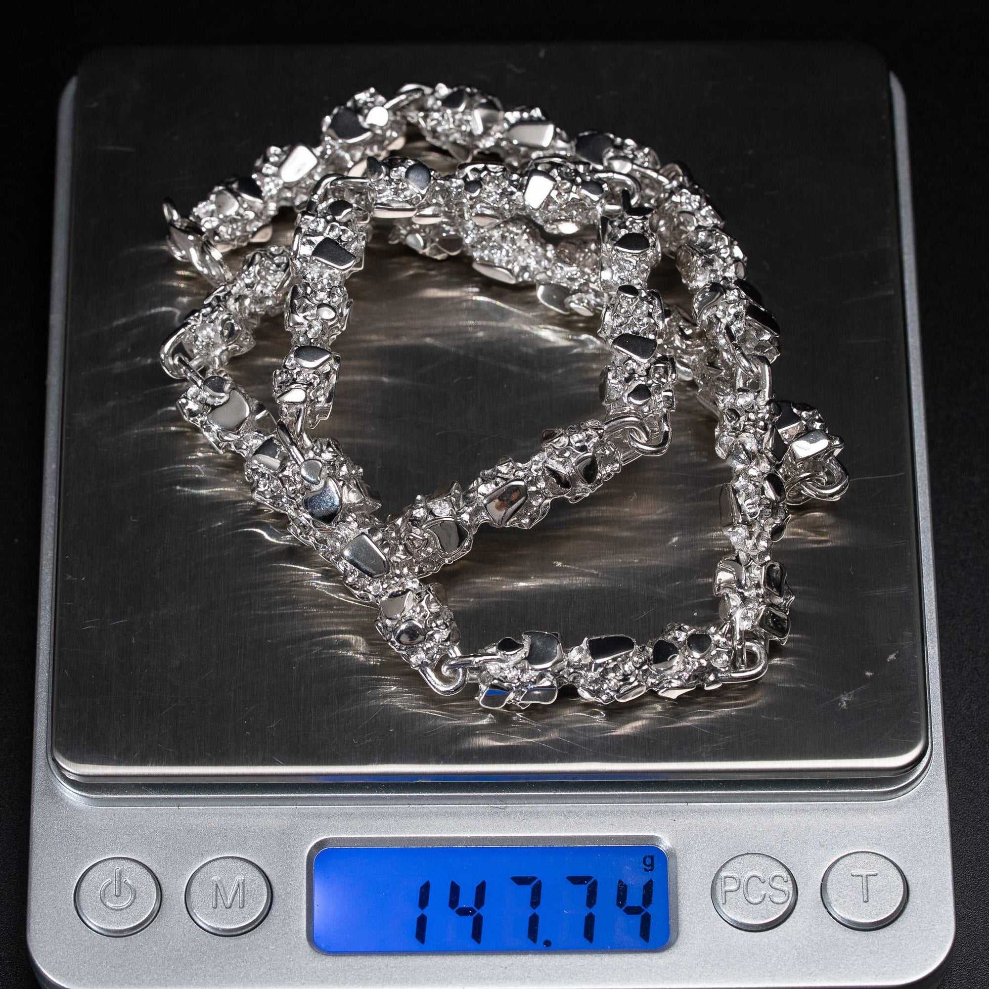 Nugget Chain 8.5mm Necklace Solid 925 Sterling Silver 20" 22" 24"