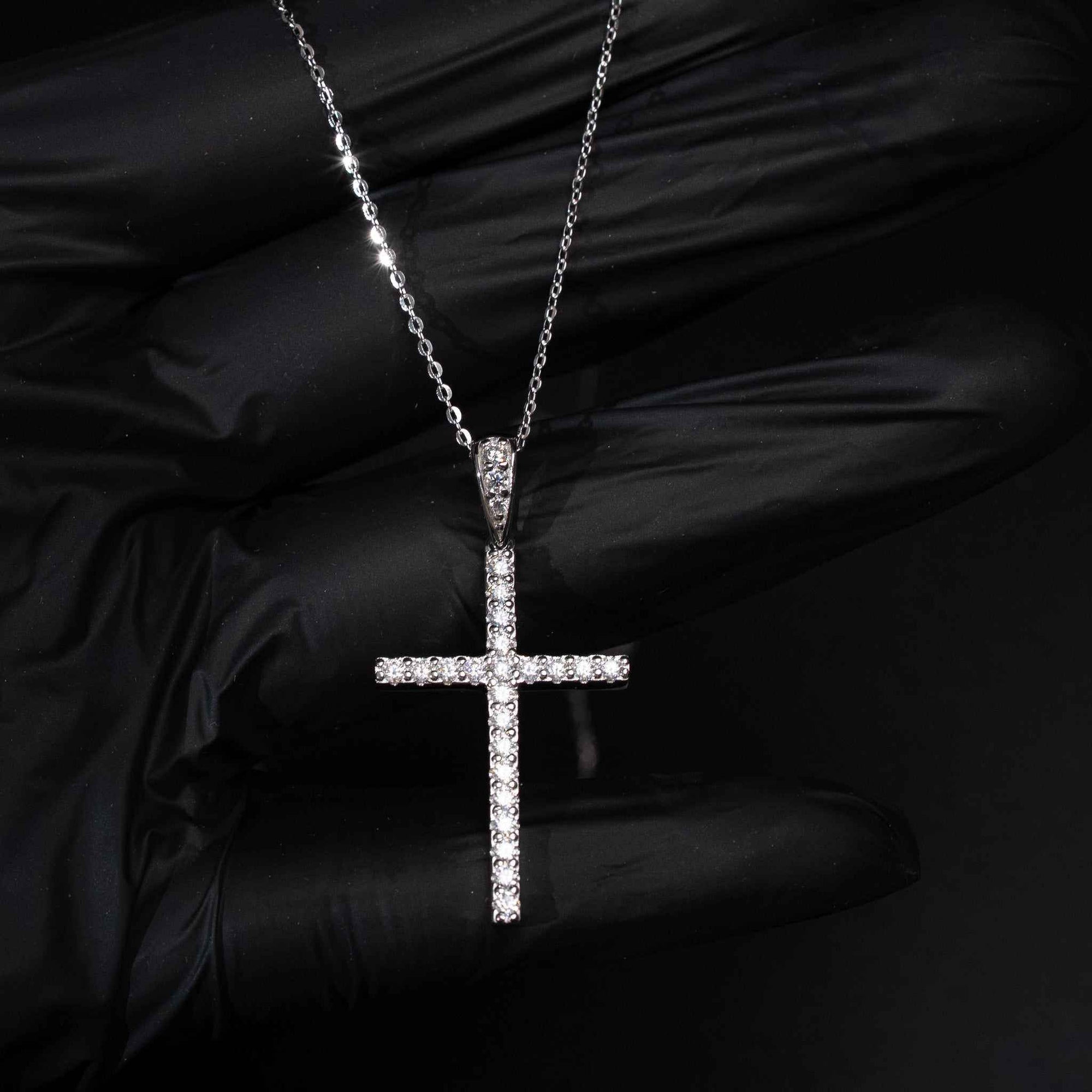 Moissanite Cross Necklace for Women – 925 Sterling Silver