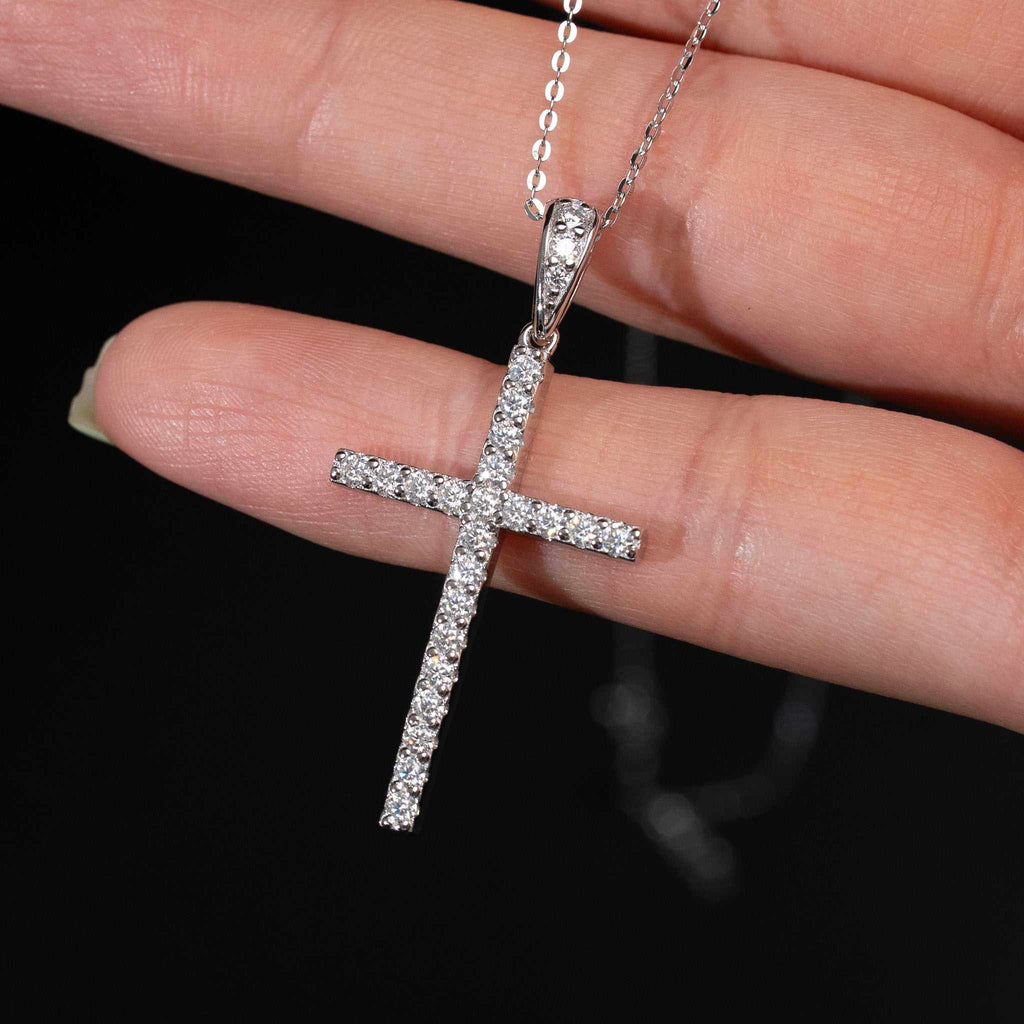 Moissanite Cross Necklace for Women – 925 Sterling Silver