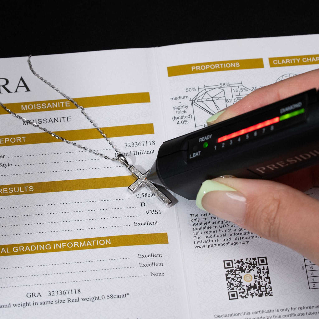 Moissanite Cross Princess Cut Necklace for Women – 925 Sterling Silver