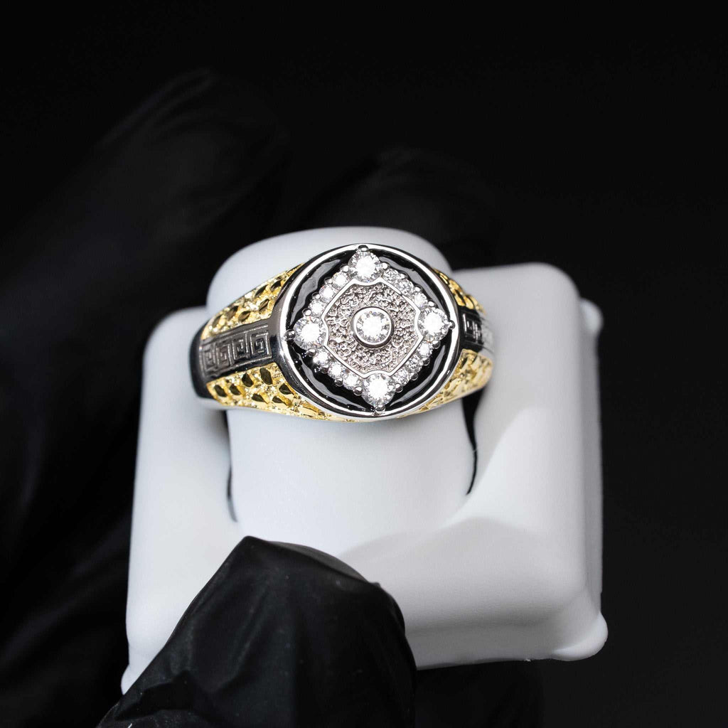 Men’s Three-Tone Moissanite Nugget Ring – 0.5 Carat