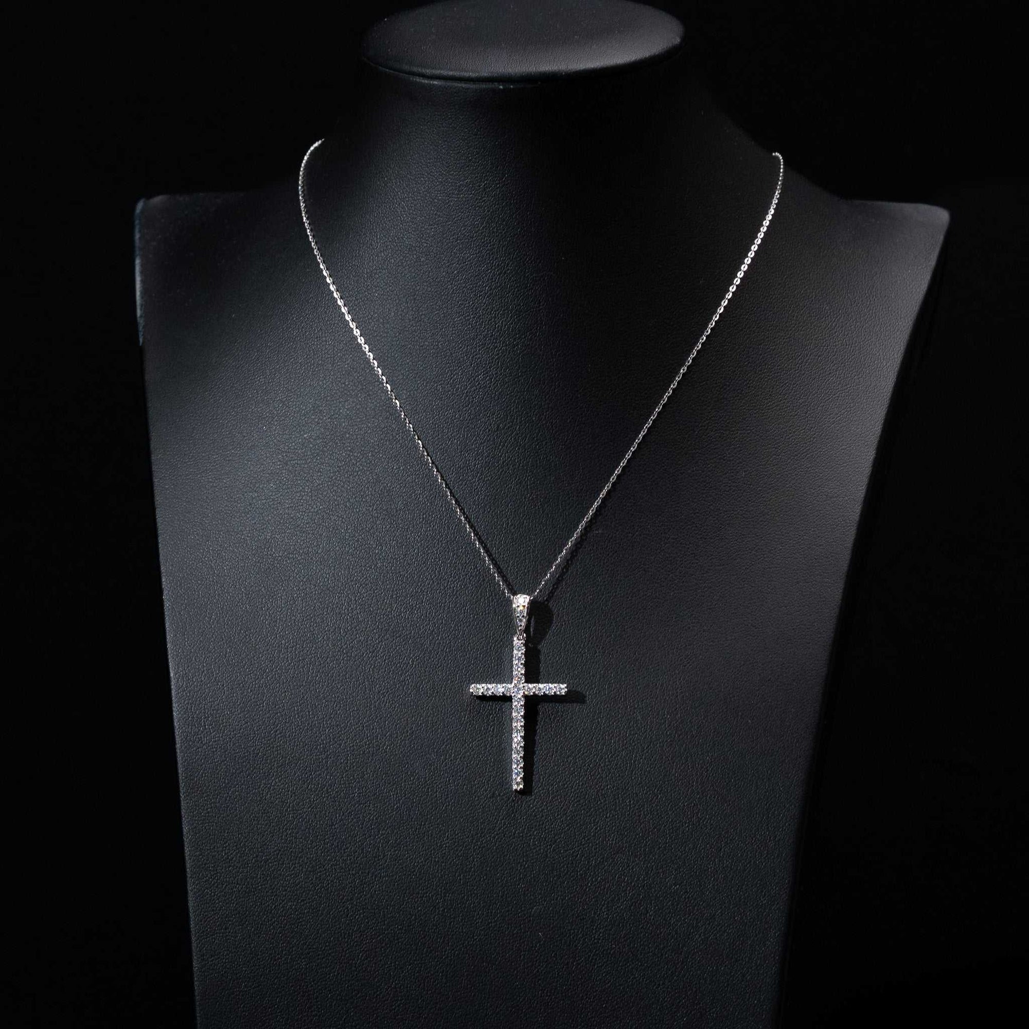 Moissanite Cross Necklace for Women – 925 Sterling Silver