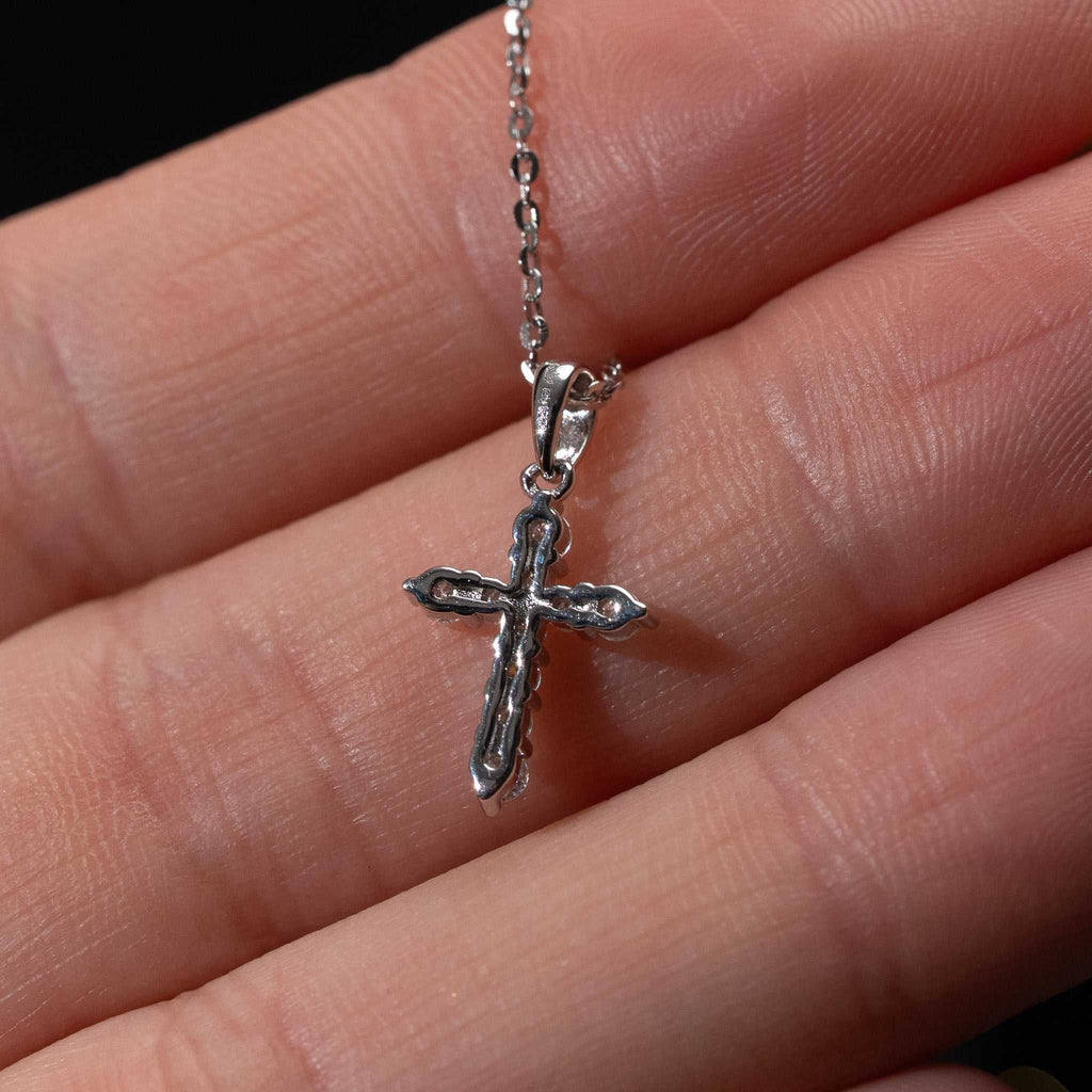 Moissanite Small Cross Tennis Necklace – 925 Sterling Silver