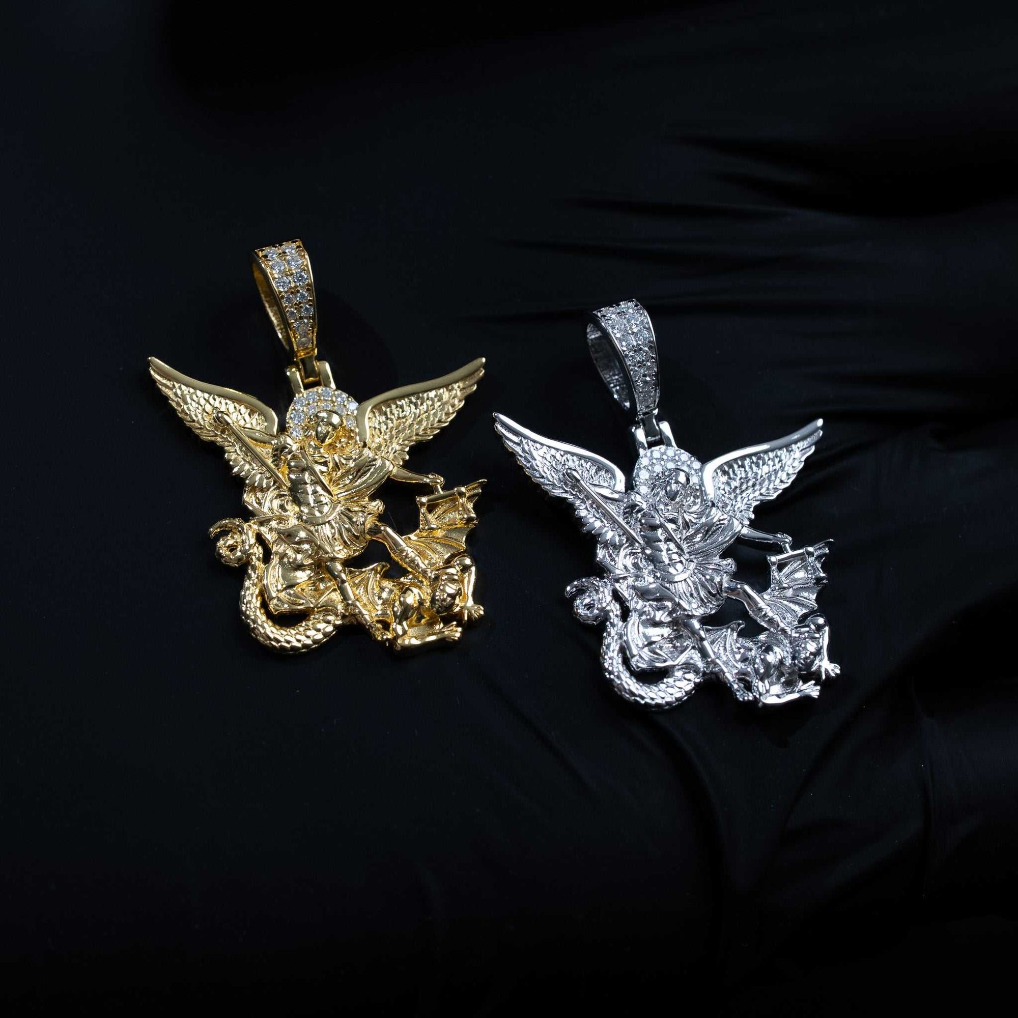 Moissanite St. Michael The Archangel Pendant 925 Sterling Silver