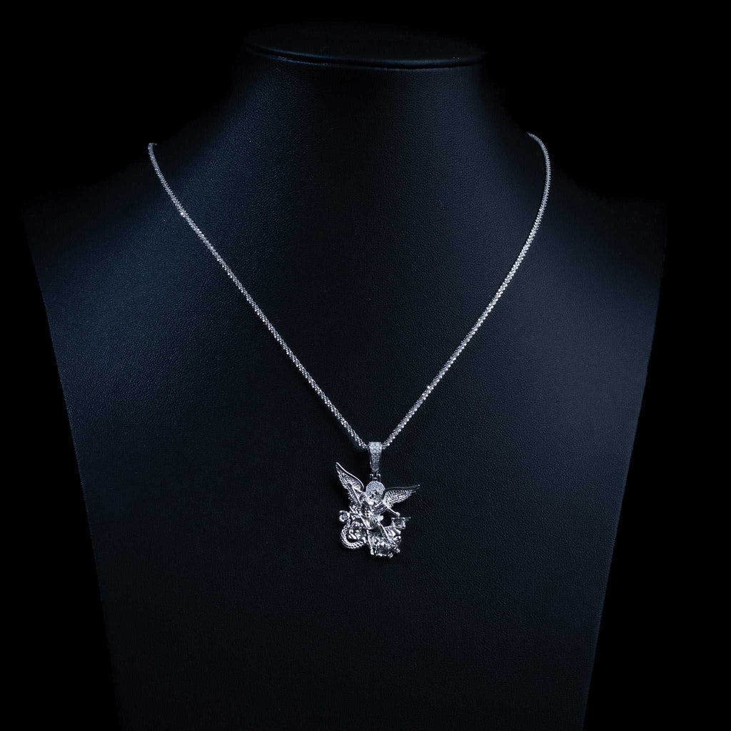 Moissanite St. Michael The Archangel Pendant 925 Sterling Silver