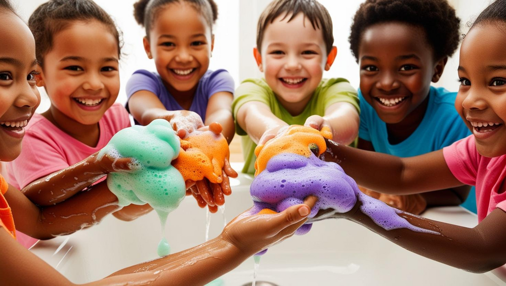 Non-toxic Colorful Foaming Hand Soap for Kids. Green Foam. Lime Scented