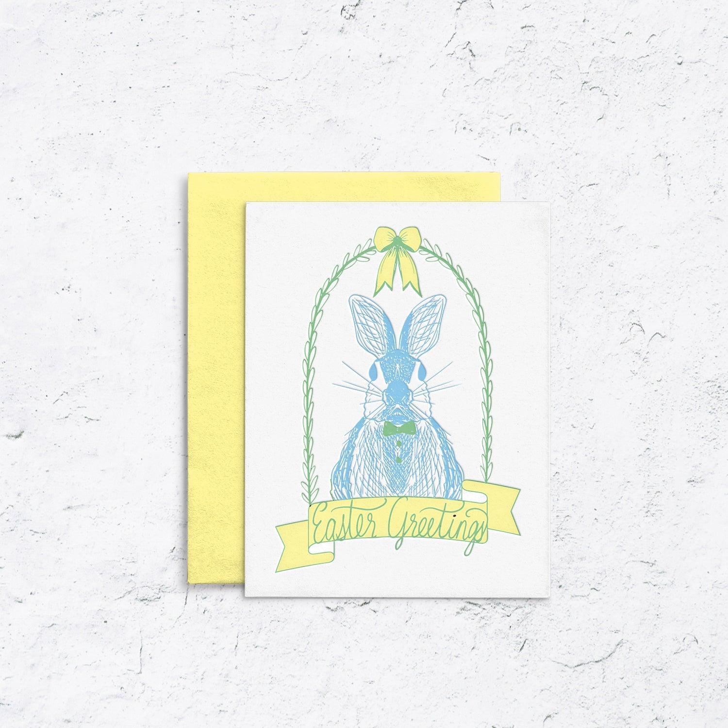 Easter Greetings Bunny Letterpress Card Box Set of 10