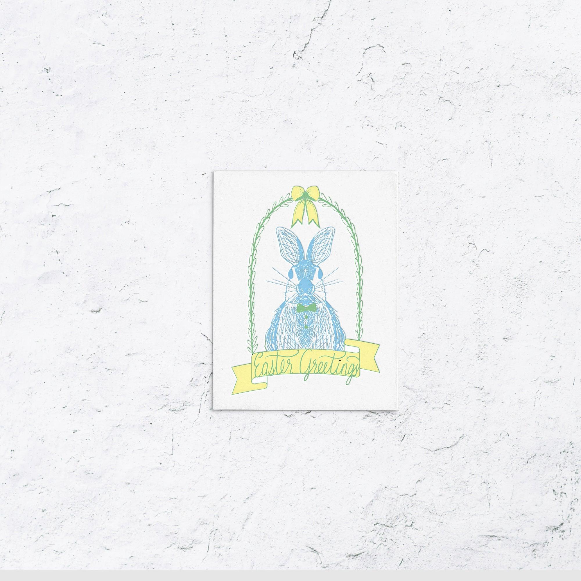 Easter Greetings Bunny Letterpress Card Box Set of 10