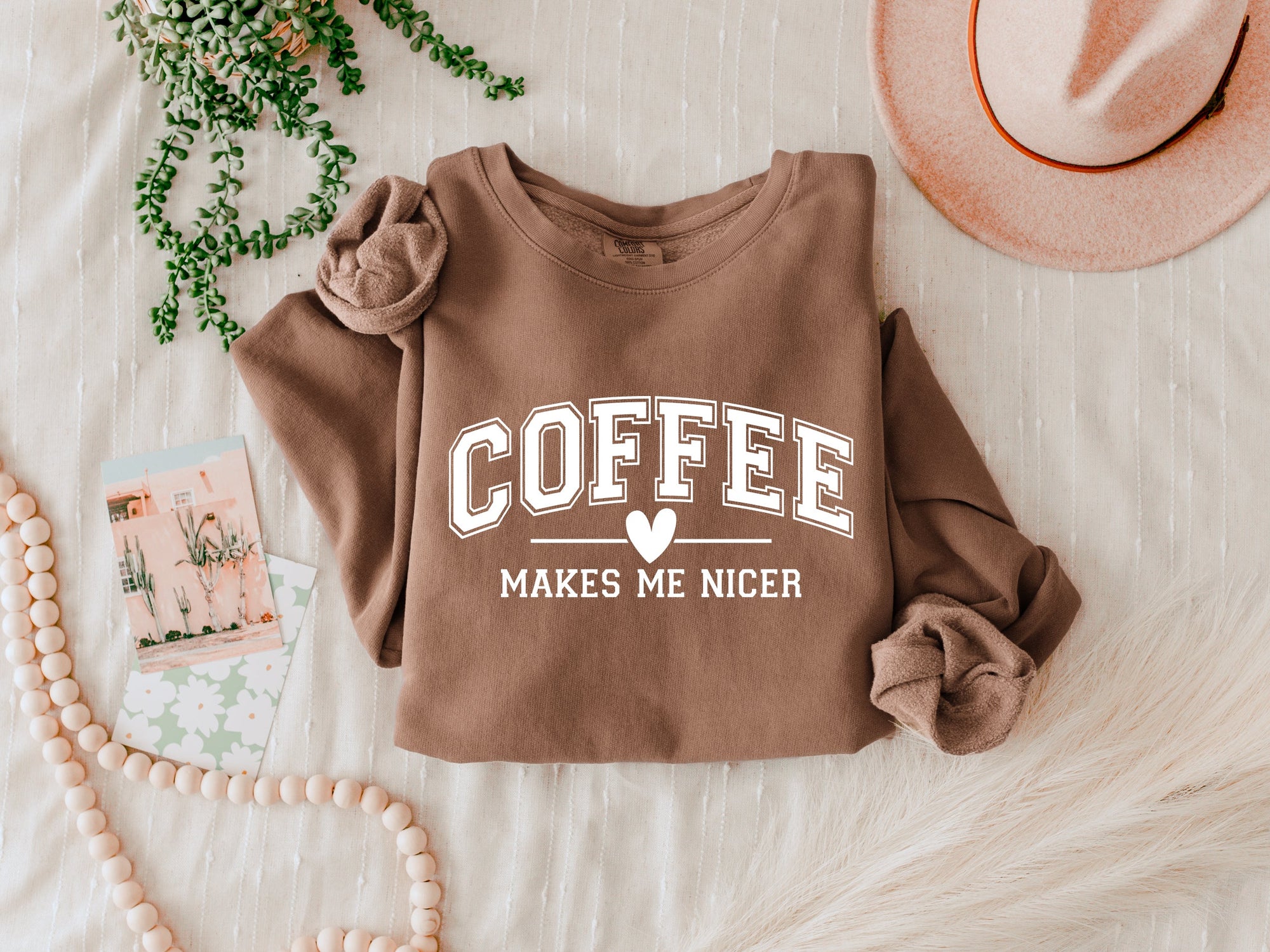 Coffee makes me nicer Garment Dyed Comfort Colors Sweatshirt