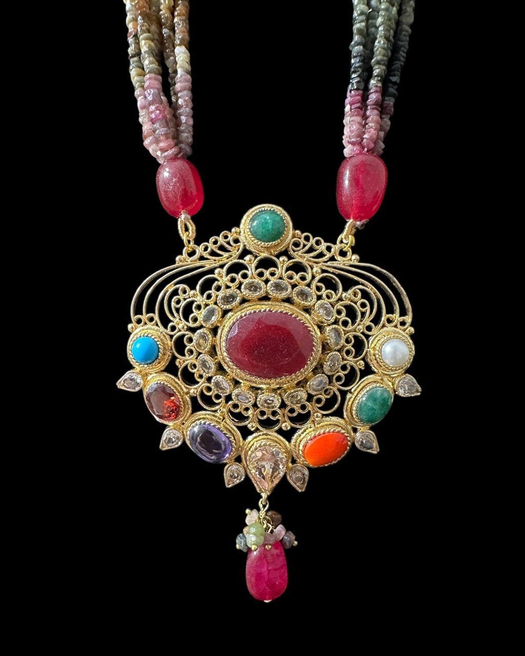 DLN127 Adaya multicolor natural  beads necklace ( READY TO SHIP )