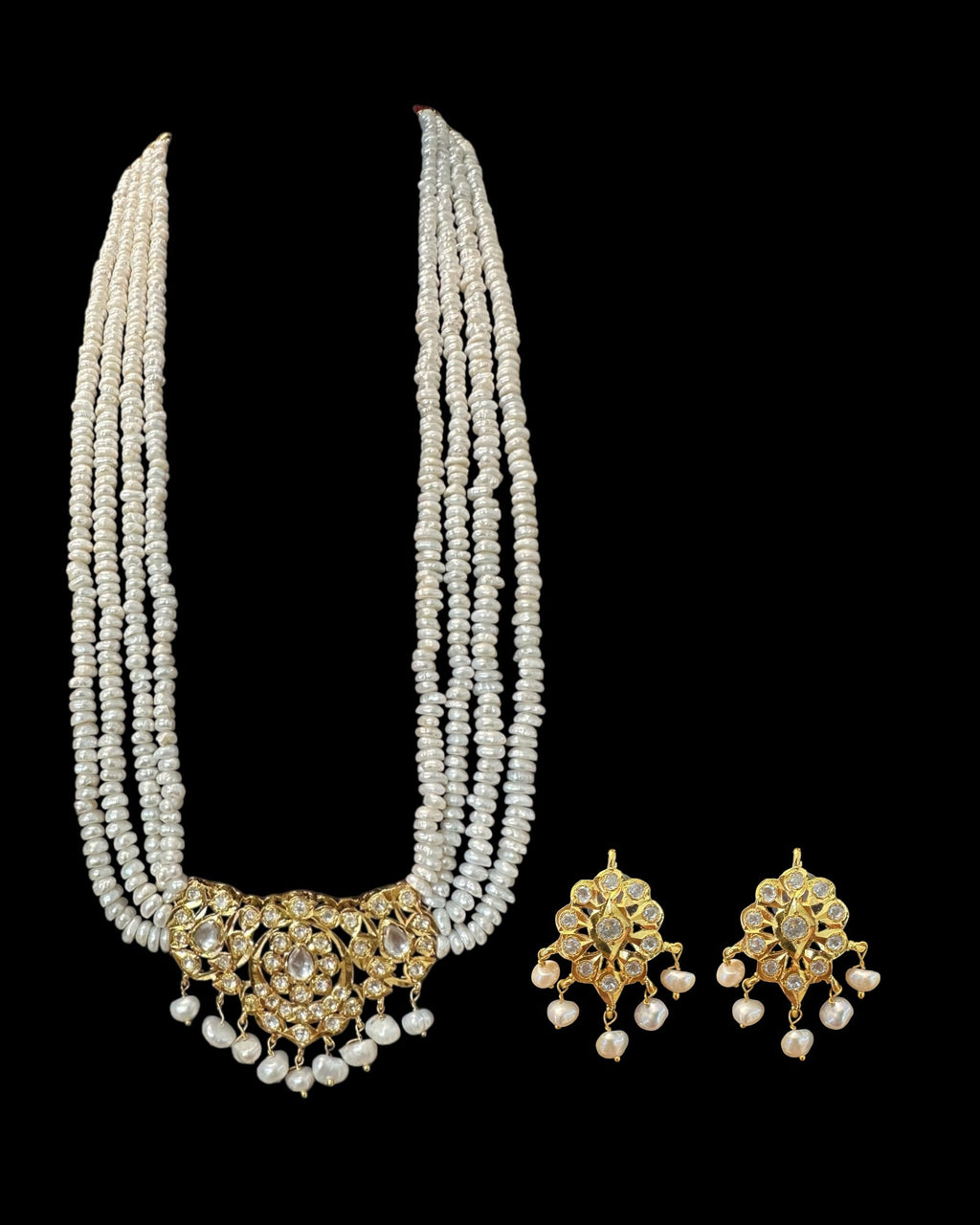 DLN1131 Moissanite Polki  Rani haar with pearls ( READY TO SHIP )