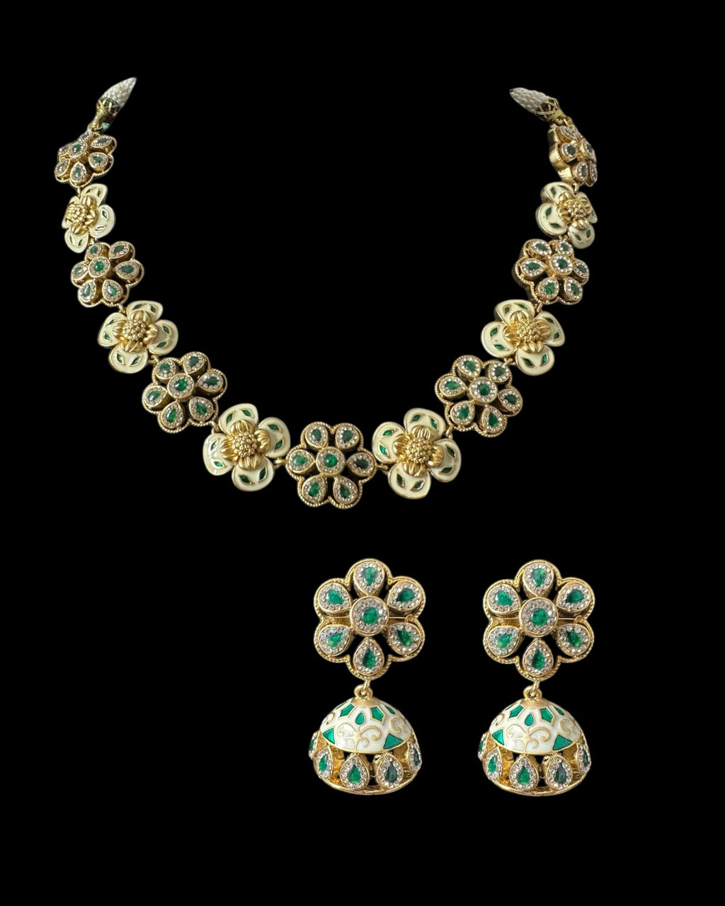 DNS189 meenakari gold plated  necklace with jhumka  set  (READY TO SHIP )