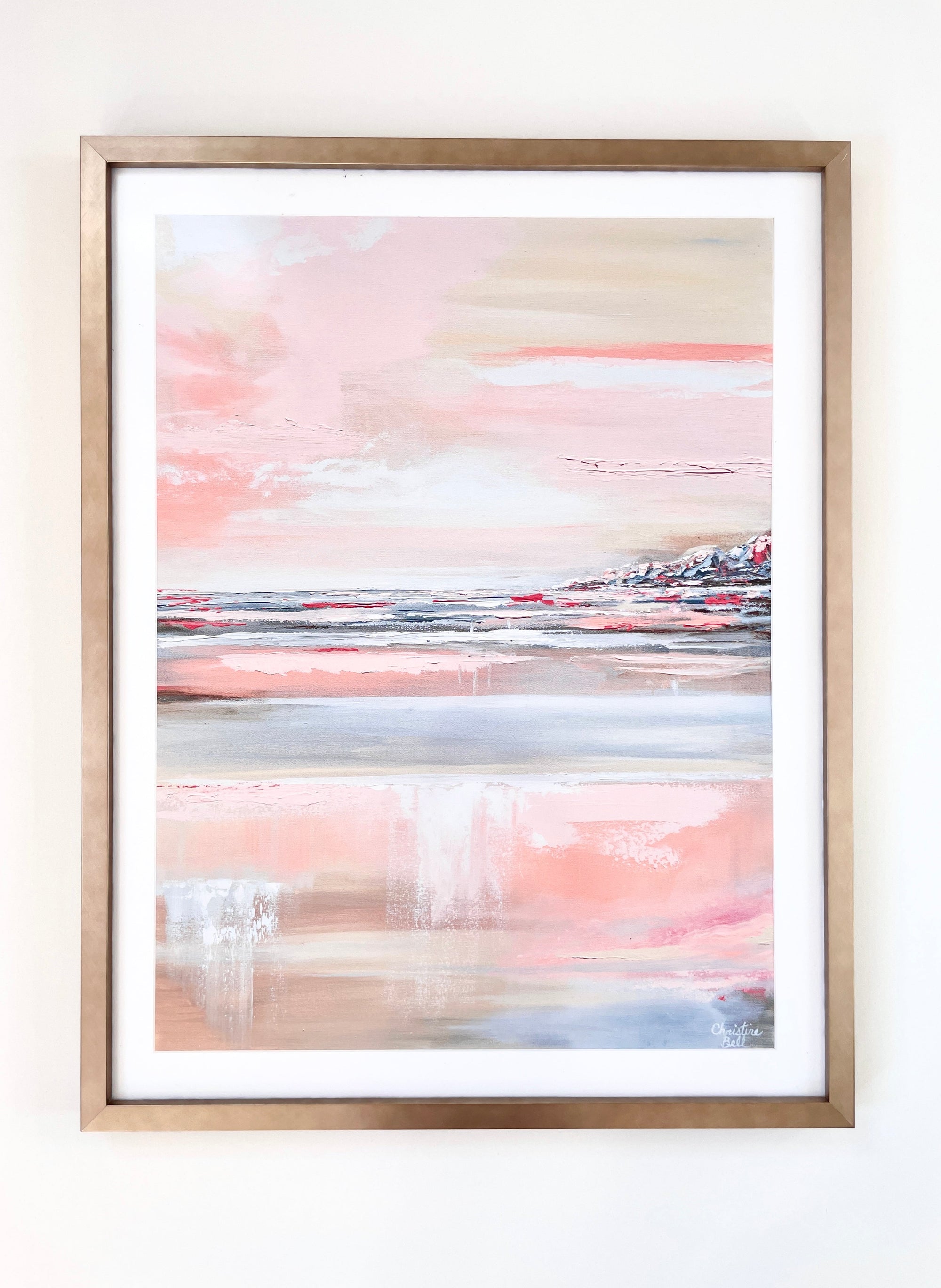 "Romantic Impressions" GICLEE PRINT Art Pink White Grey Beige Coastal Abstract Painting Modern Wall Art