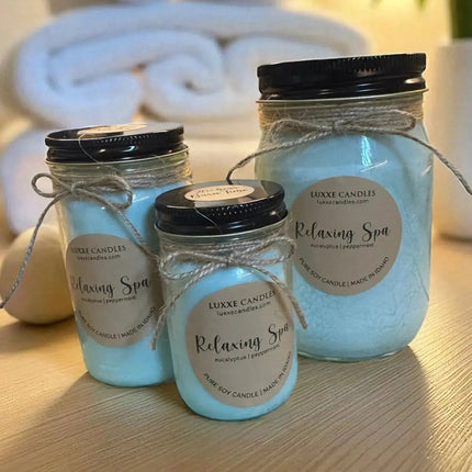 Relaxing Spa Eucalyptus and Mint Candle | Organic Soy Candle
