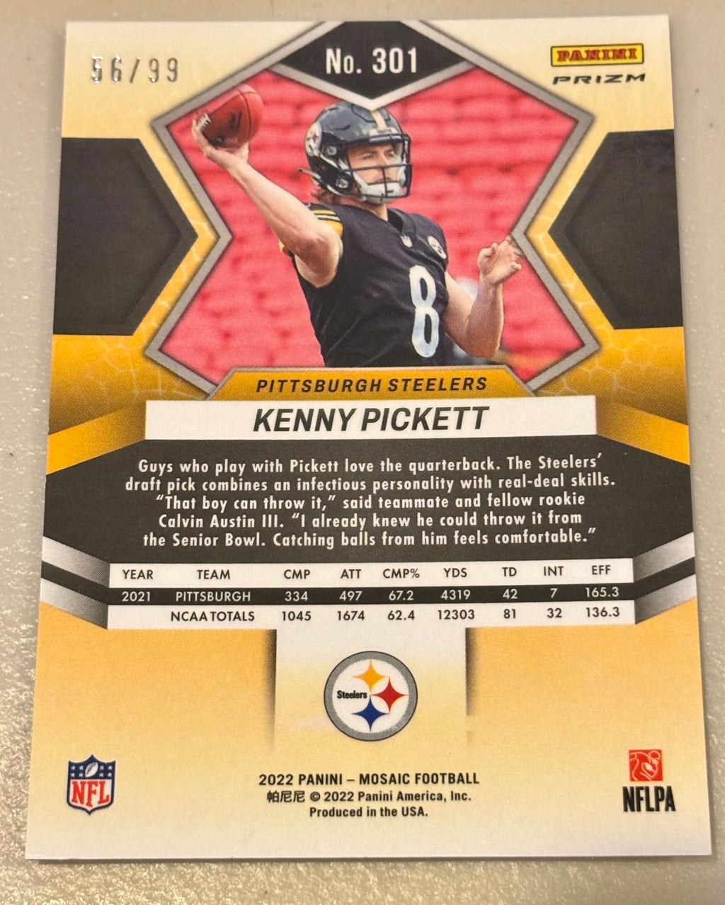 Kenny Pickett - 2022 Panini Mosaic Blue - #301