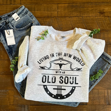 “Living in the new world” Graphic Crew Neck
