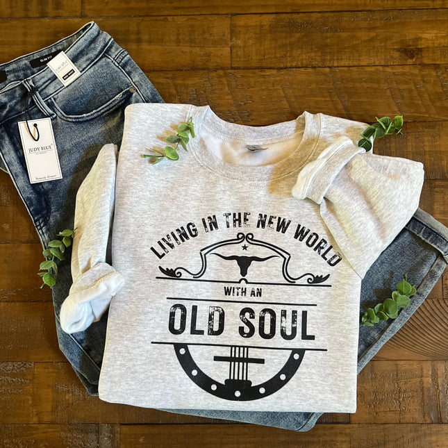 “Living in the new world” Graphic Crew Neck