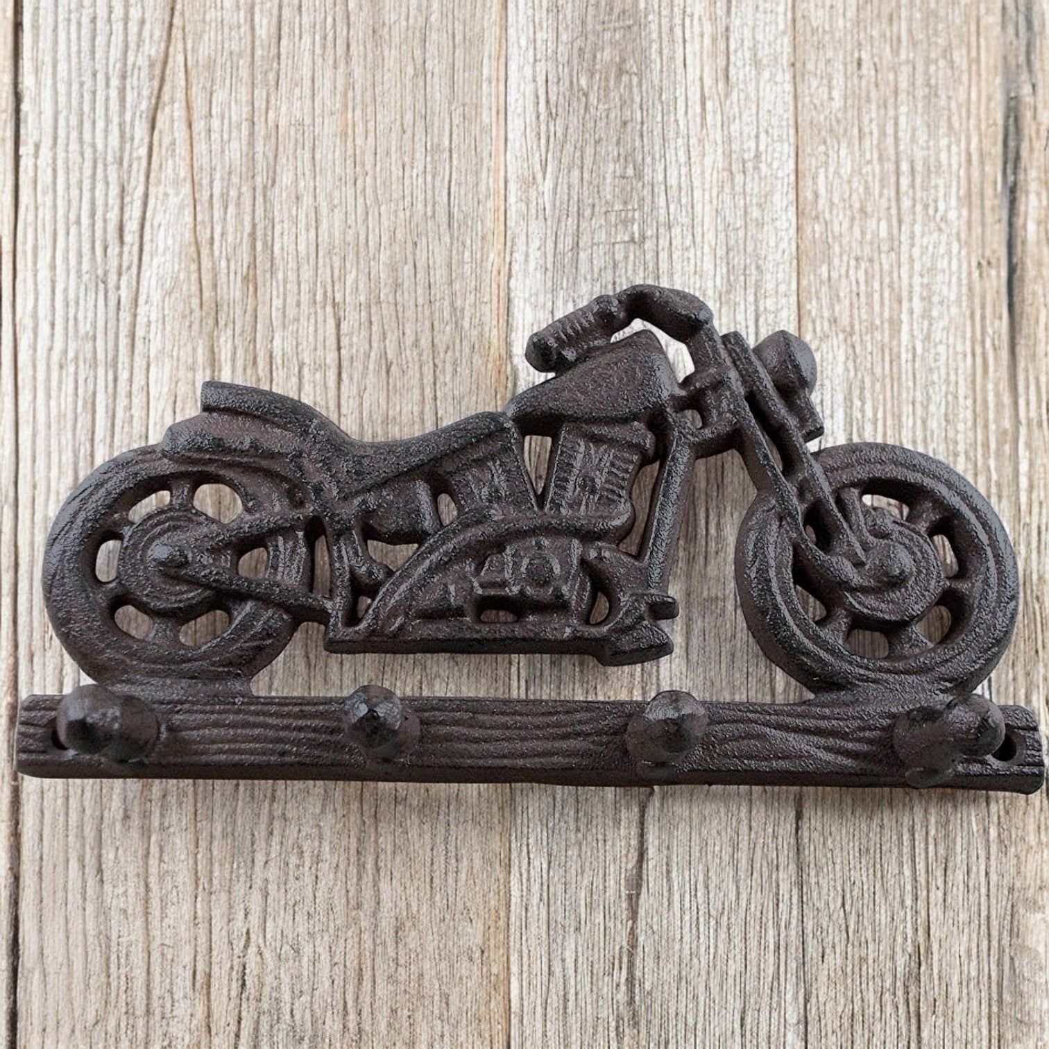 Cast Iron Motorcycle Hook - Rustic Garage Wall Decor, Unique Gift for Dad, Fathers, Men, Harley Lovers, Motorcycle Enthusiast Home Accent