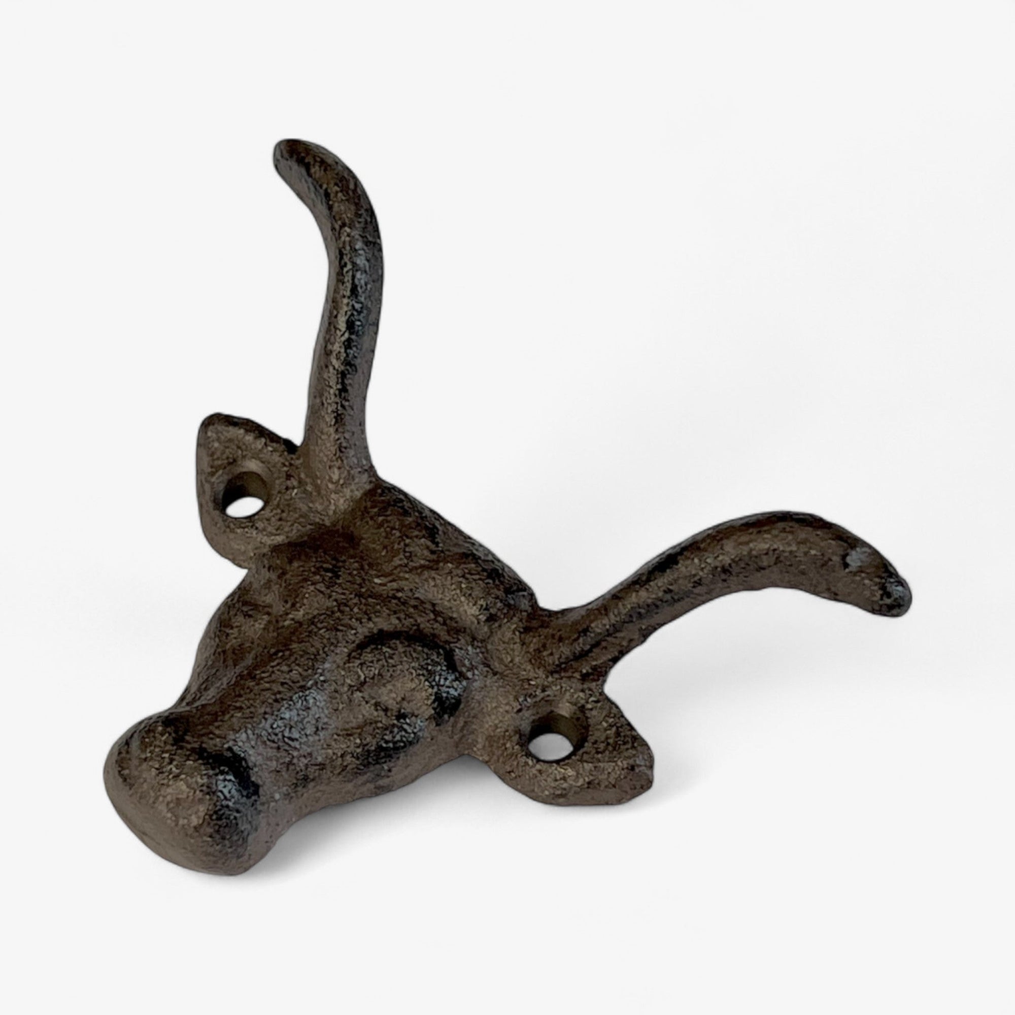 Rustic Cast Iron Bull Head Wall Hook, Western Ranch Decor Accent