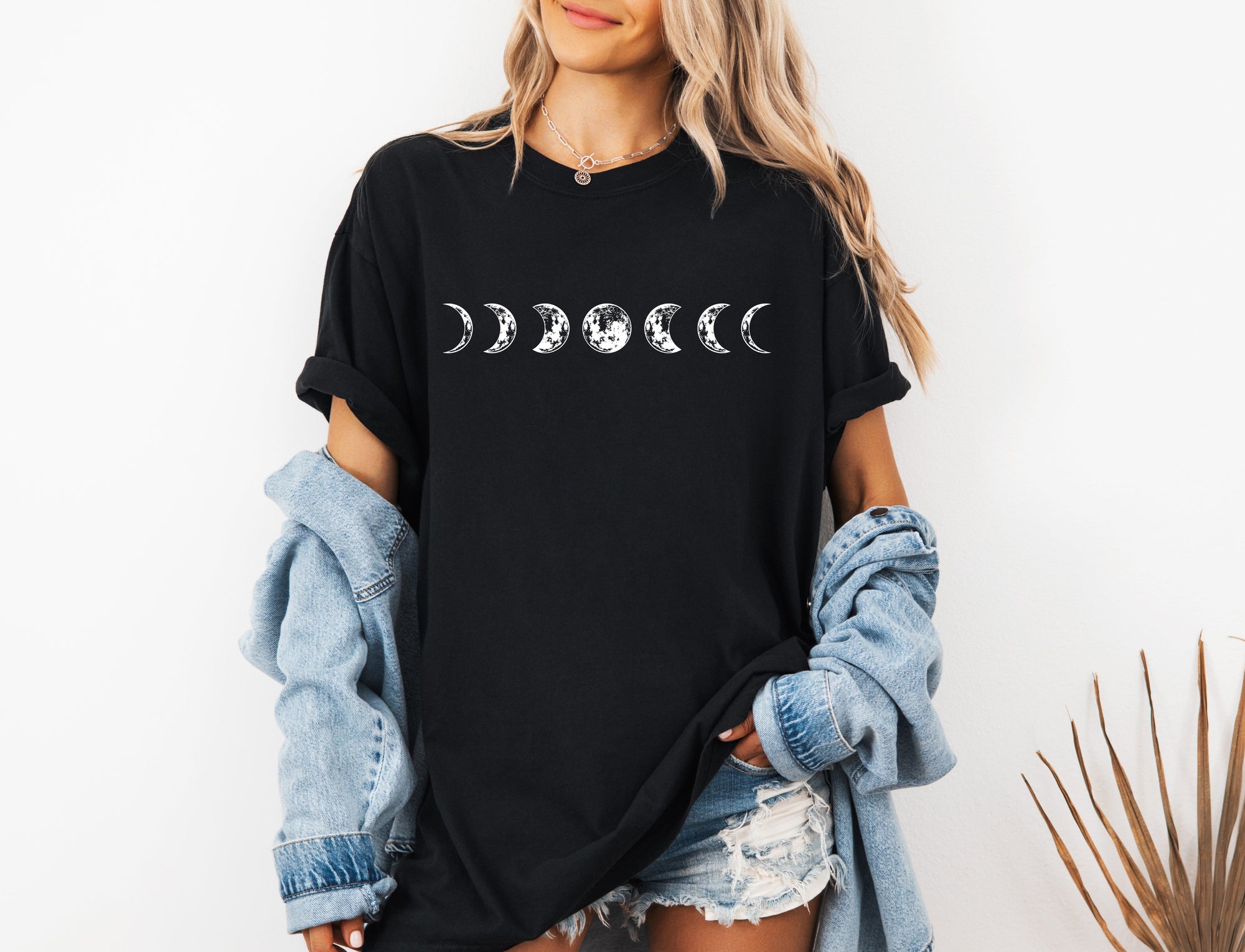 Moon Phase Nature Summer Vacation Camping Garment Dyed T Shirt