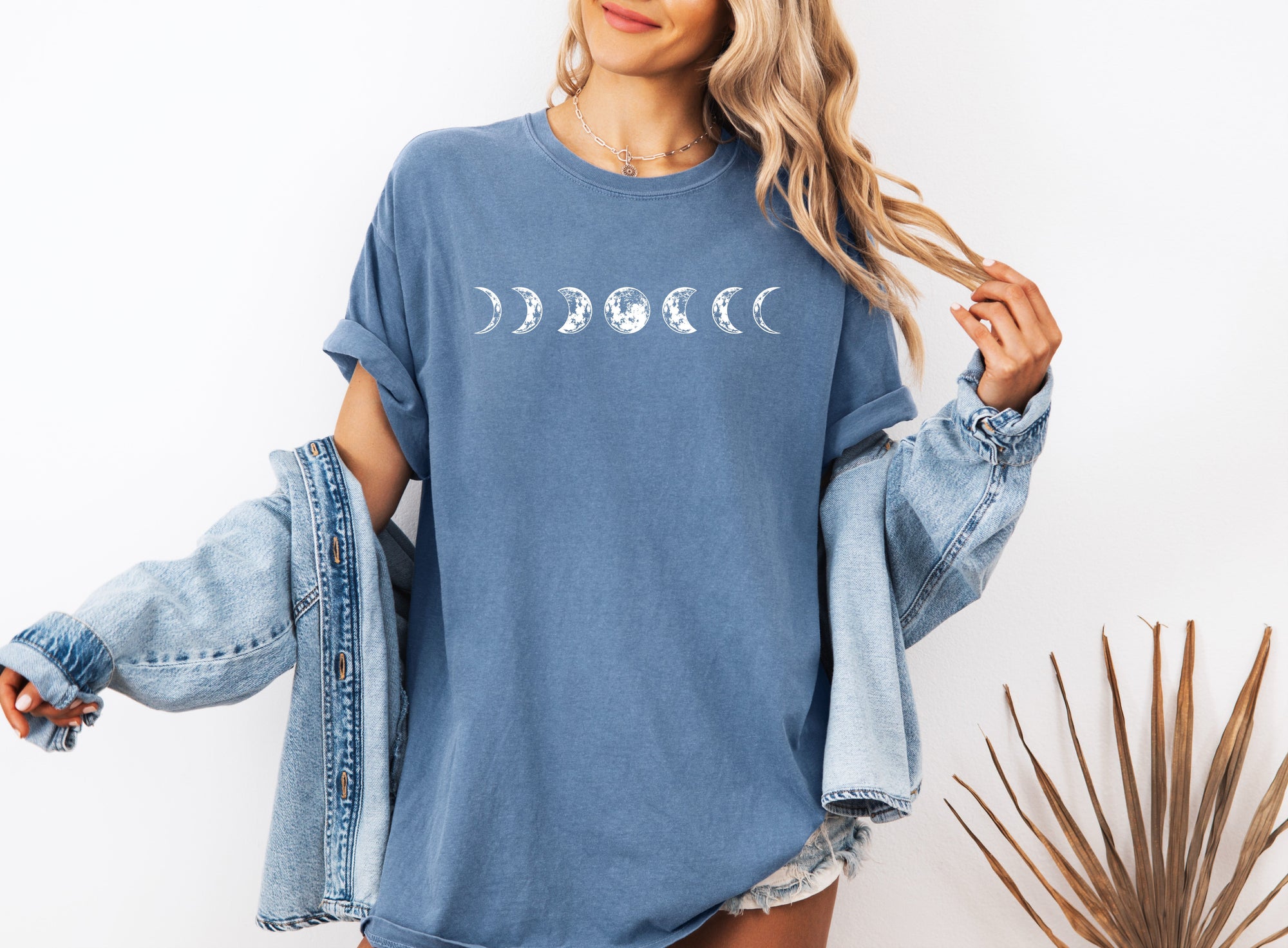 Moon Phase Nature Summer Vacation Camping Garment Dyed T Shirt
