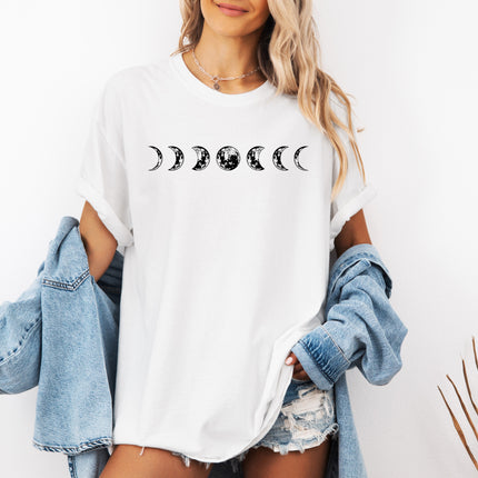 Moon Phase Nature Summer Vacation Camping Garment Dyed T Shirt