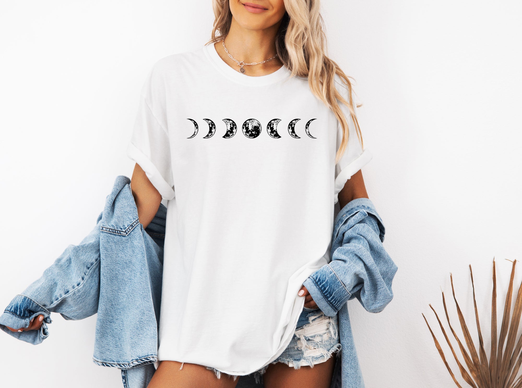Moon Phase Nature Summer Vacation Camping Garment Dyed T Shirt