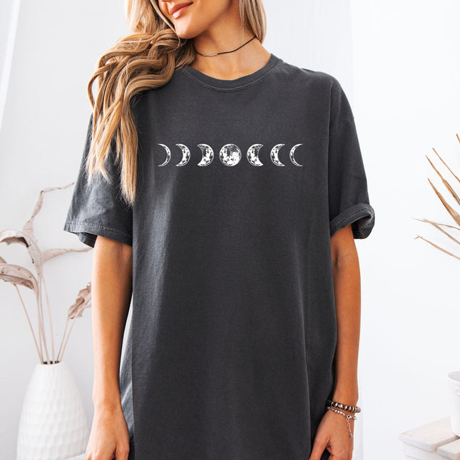 Moon Phase Nature Summer Vacation Camping Garment Dyed T Shirt