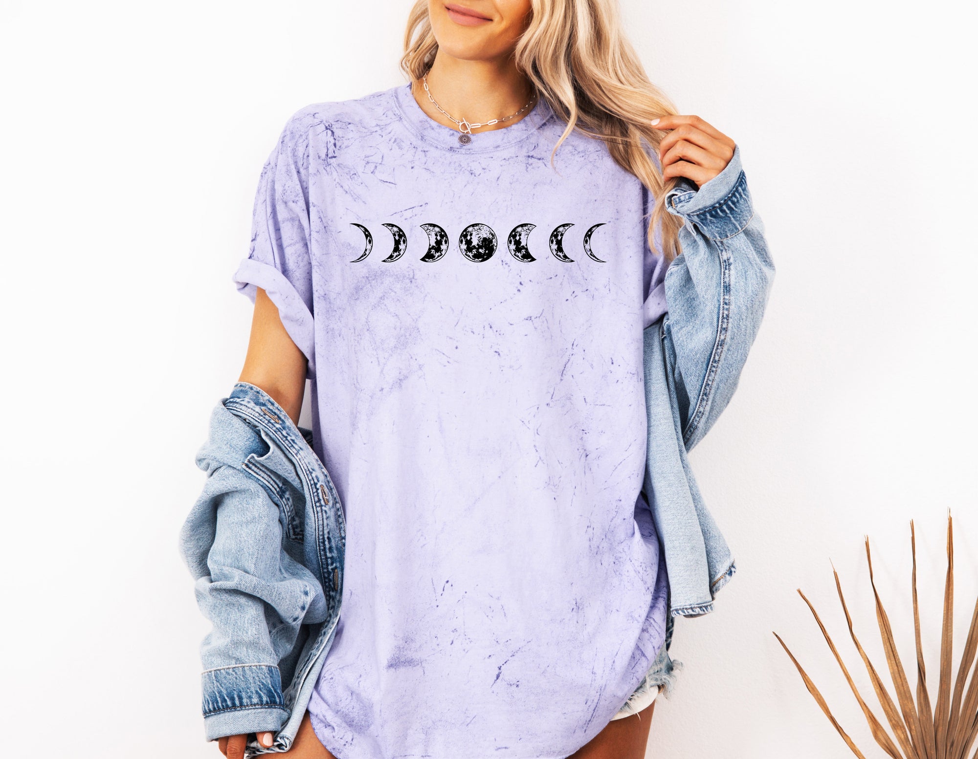 Moon Phase Nature Summer Vacation Camping Garment Dyed T Shirt