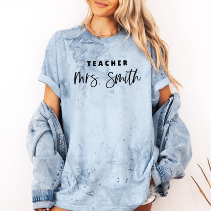 Teacher Mrs Custom Personalization name Teacher Comfort Colors Garment Dyed T Shirt