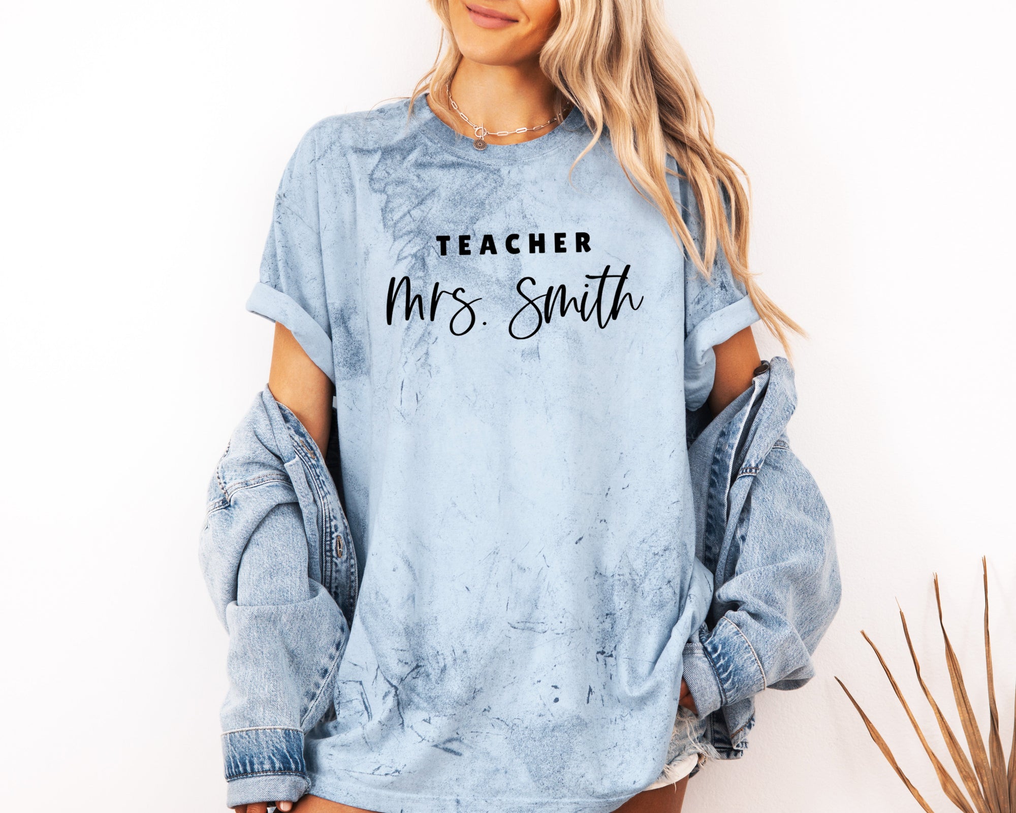 Teacher Mrs Custom Personalization name Teacher Comfort Colors Garment Dyed T Shirt