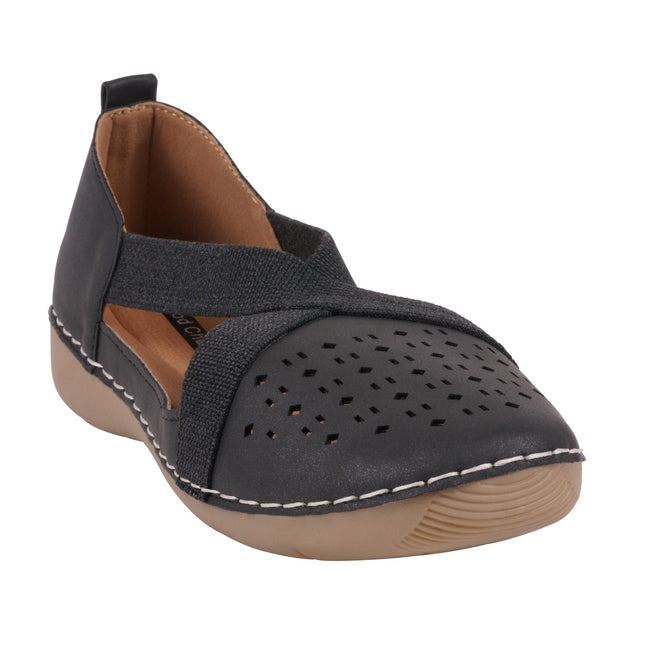 Women's Genny Black Perforated Casual Flats
