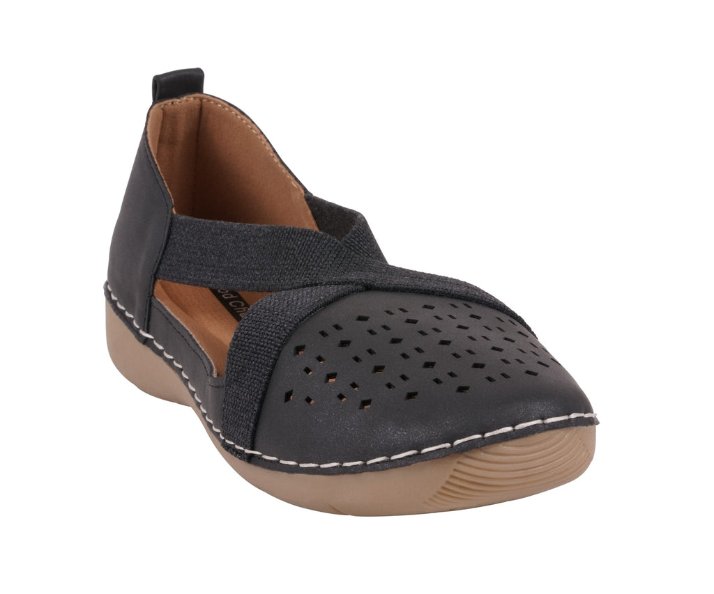 Women's Genny Black Perforated Casual Flats