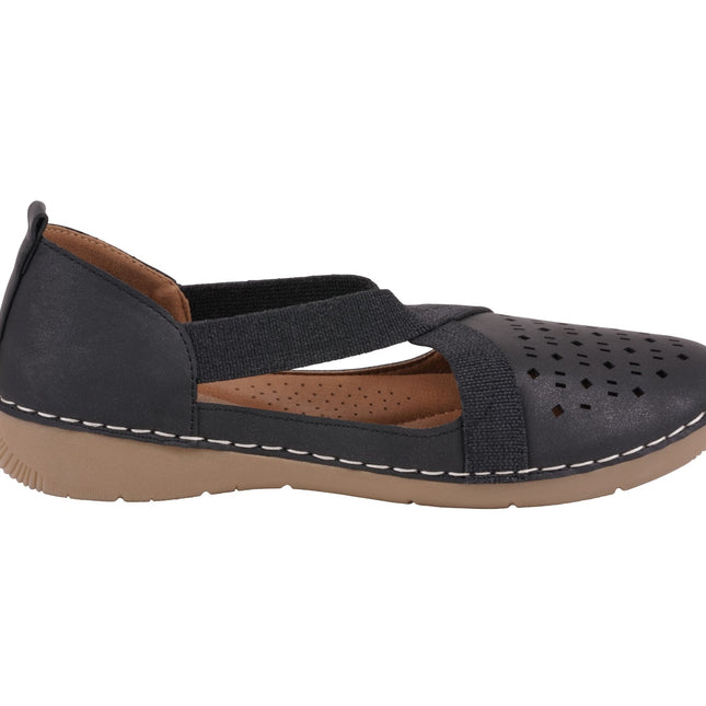 Women's Genny Black Perforated Casual Flats
