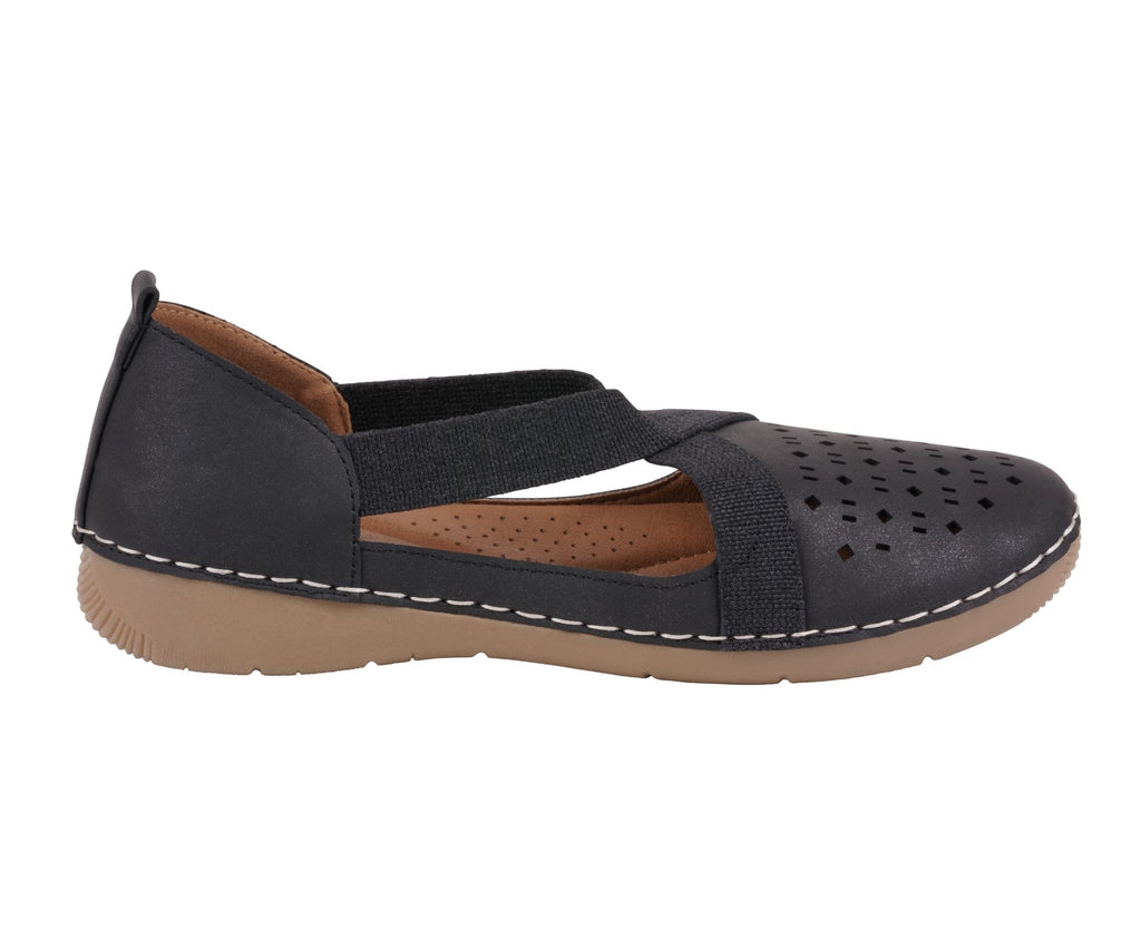 Women's Genny Black Perforated Casual Flats