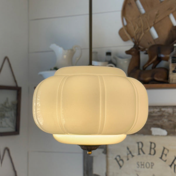 Handcrafted Bulbous Milk Glass Pendant