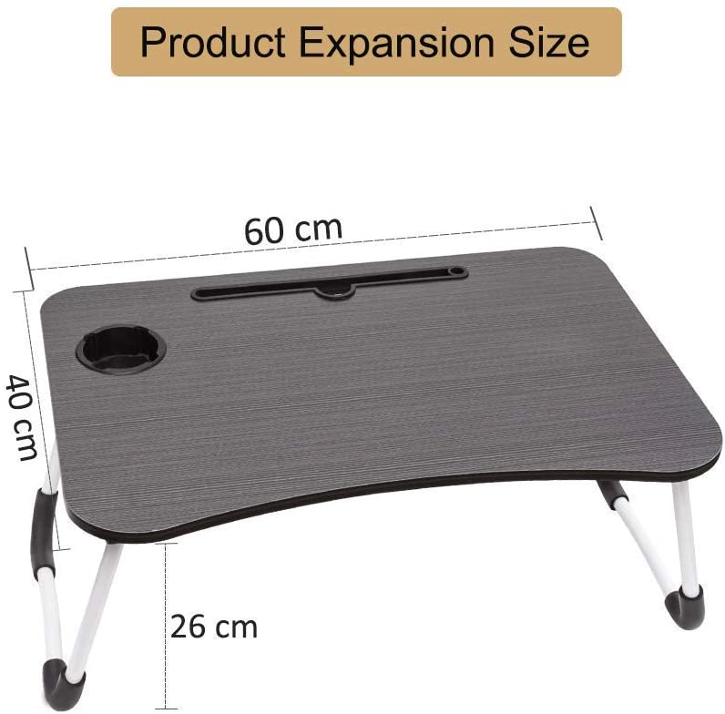 Portable Laptop or Reading Holder with Cup Slot & Foldable Legs