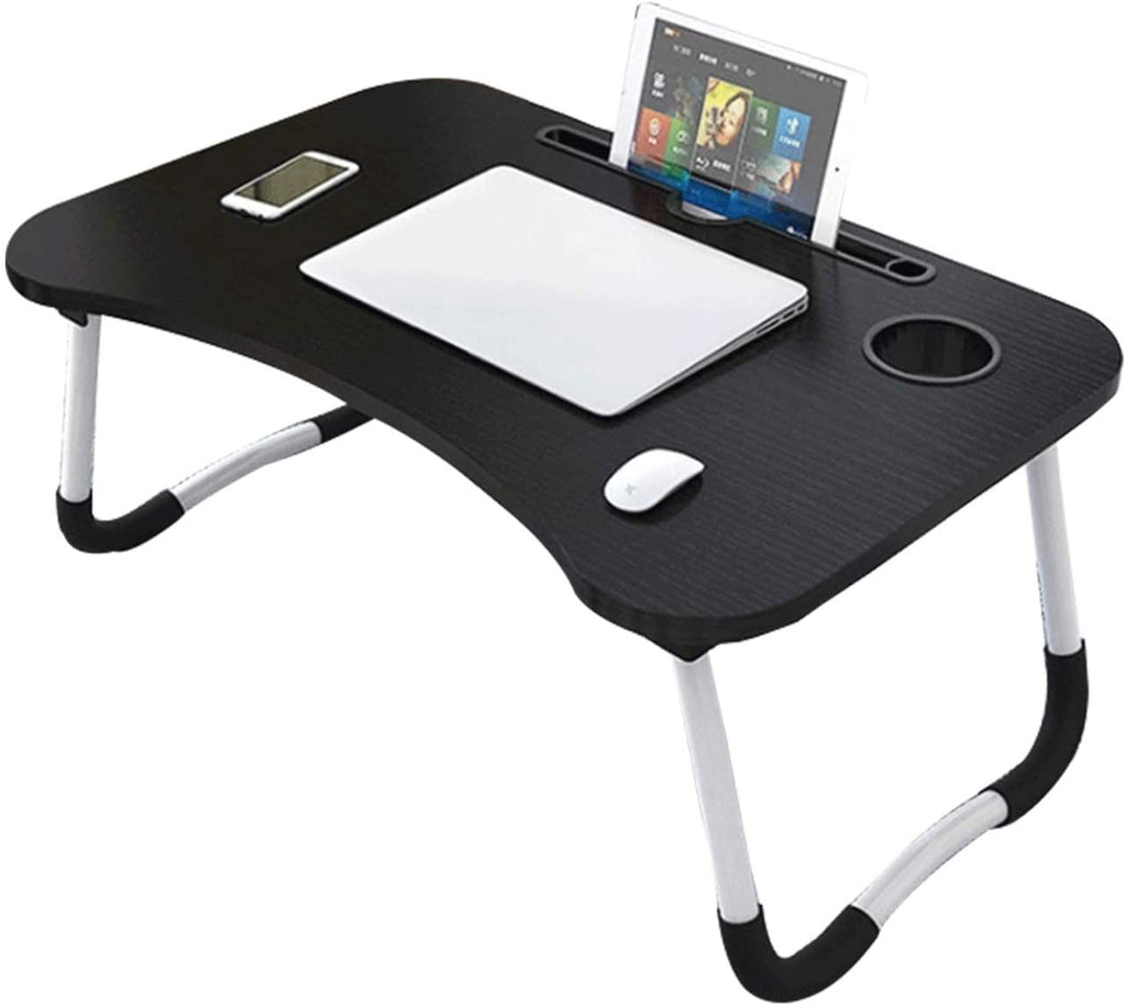 Portable Laptop or Reading Holder with Cup Slot & Foldable Legs