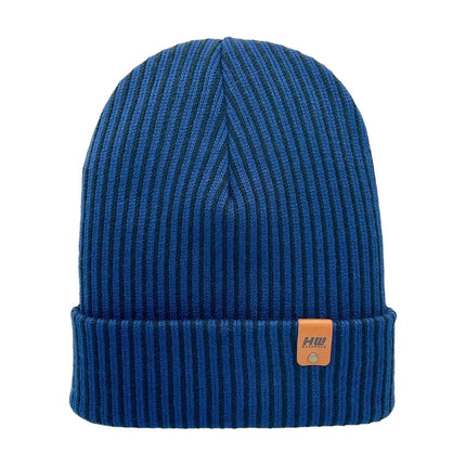 HAAKWEAR Cuffed Wide Ribbed Striped Beanie / Hat, Black / Blue, Limited Edition - Made in USA