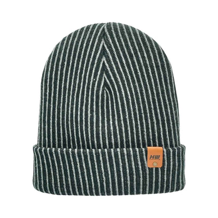 HAAKWEAR Cuffed Wide Ribbed Striped Beanie / Hat, Black / Gray, Limited Edition - Made in USA
