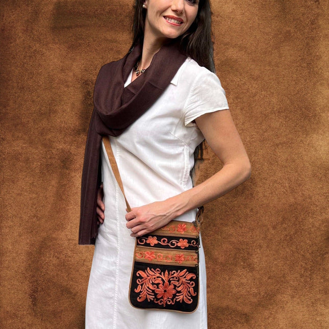 Peach Blossom Floral Crossbody Bag – Stylish & Functional Cowgirl Accessory
