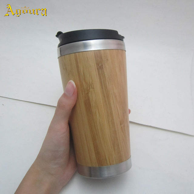 Stainless Steel Bamboo Travel Coffee Mugs