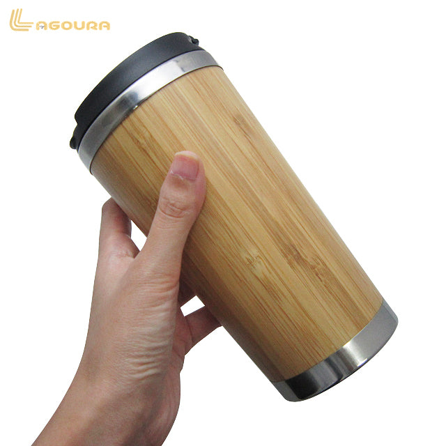 Stainless Steel Bamboo Travel Coffee Mugs