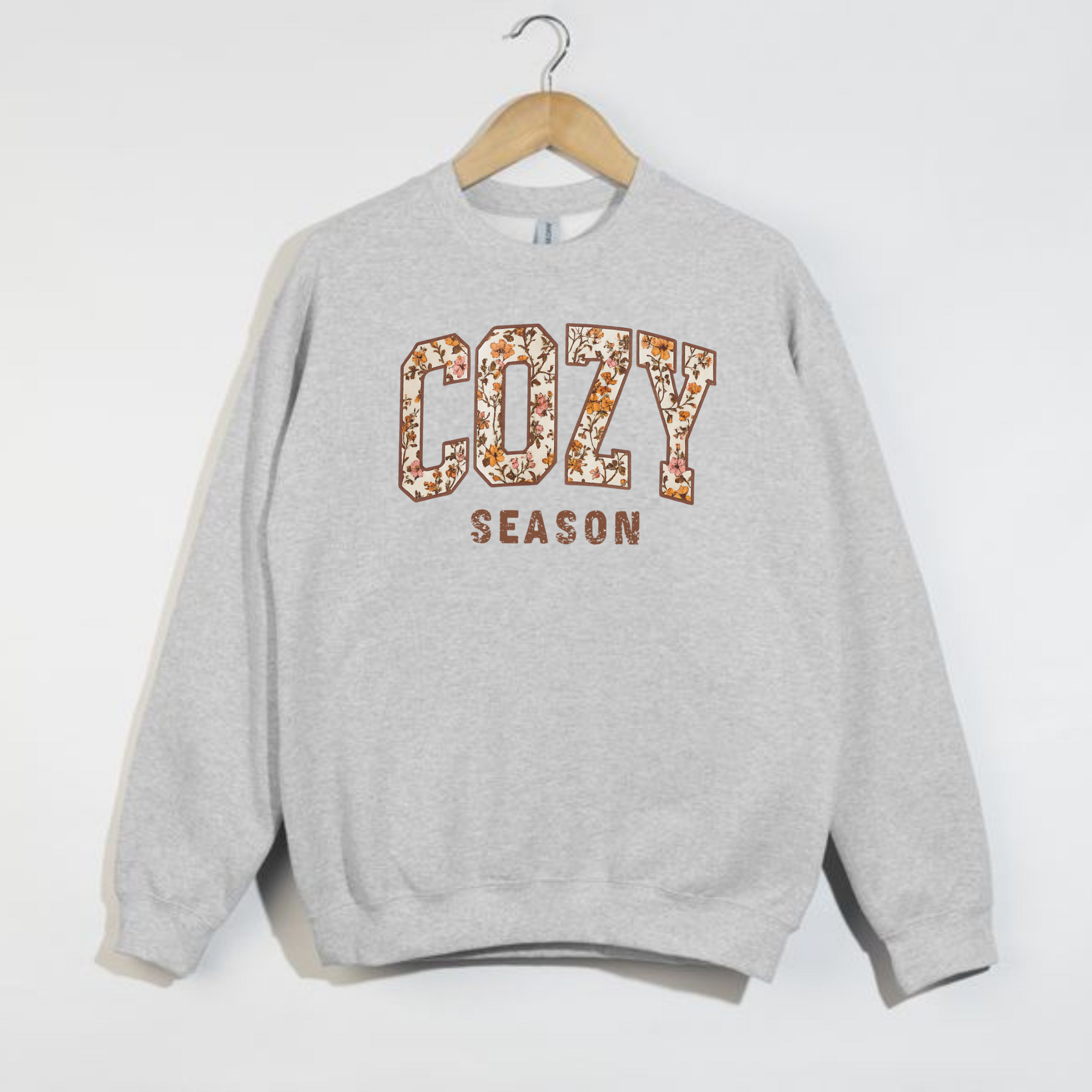 Cozy Season Floral Letter Sweatshirt – Fall Pullover